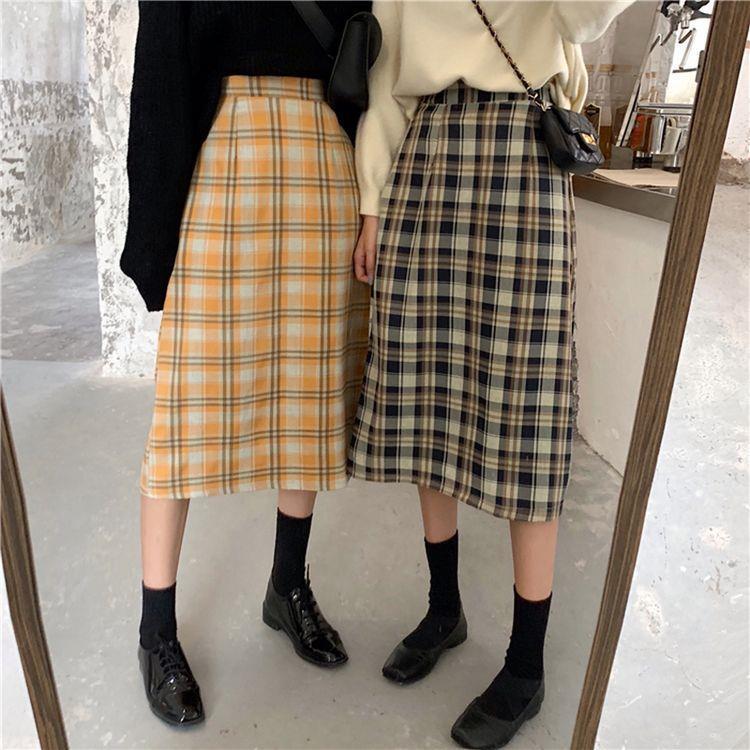 スカート レディース ボトムス ミモレ丈スカート チェックスカート M L XL 2XL 3XL 4XL 大きいサイズ プラスサイズ チェック ブラック 黒 オレンジ グリーン 大人カラー 秋カラー 