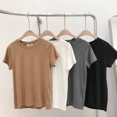 トップス Tシャツ 4色 シャツ カットソー 半袖 レディース シンプル カジュアル ラフ 無地 くすみカラー 黒 ブラック 白 ホワイト グレー 灰色 ブラウン 茶色 ゆる リラックス 部屋着 ルー