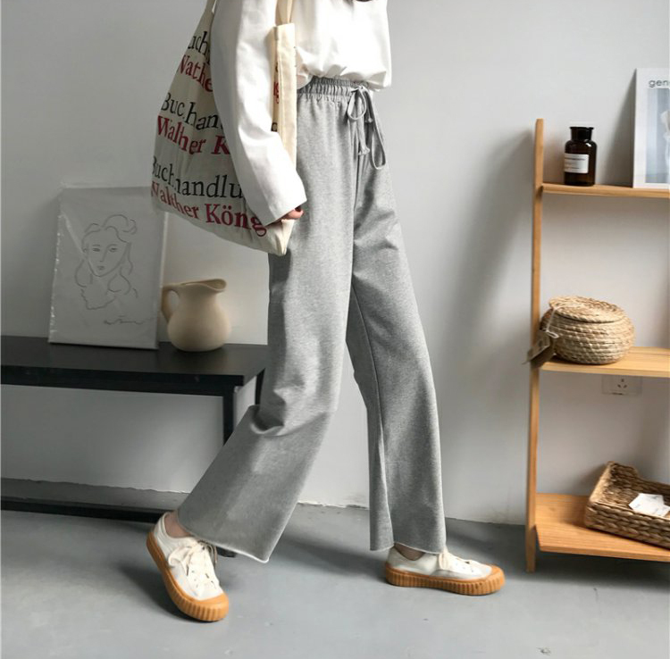 パンツ レディース スウェットパンツ ストレートパンツ ワイドパンツ リラックスパンツ ロングパンツ ウエストゴム グレー ライトグレー 灰色 ブラック 黒 大人カラー 無地 ストレート ワイド ルー