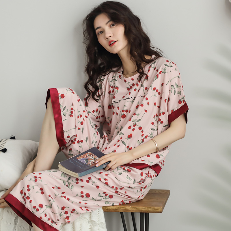 ルームウェア レディース パジャマ 部屋着 2点セット 上下セット セット パンツ 長ズボン M L XL 2XL ピンク ライトピンク ホワイト ドット 水玉 フラワー フローラル 花柄 大人カラー